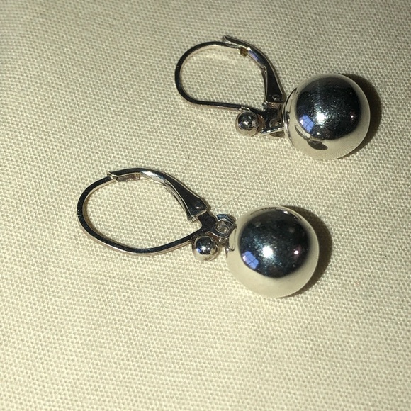 Sterling Silver .925 Vintage Ball Bead Dangle/Drop Earrings - Picture 1 of 8